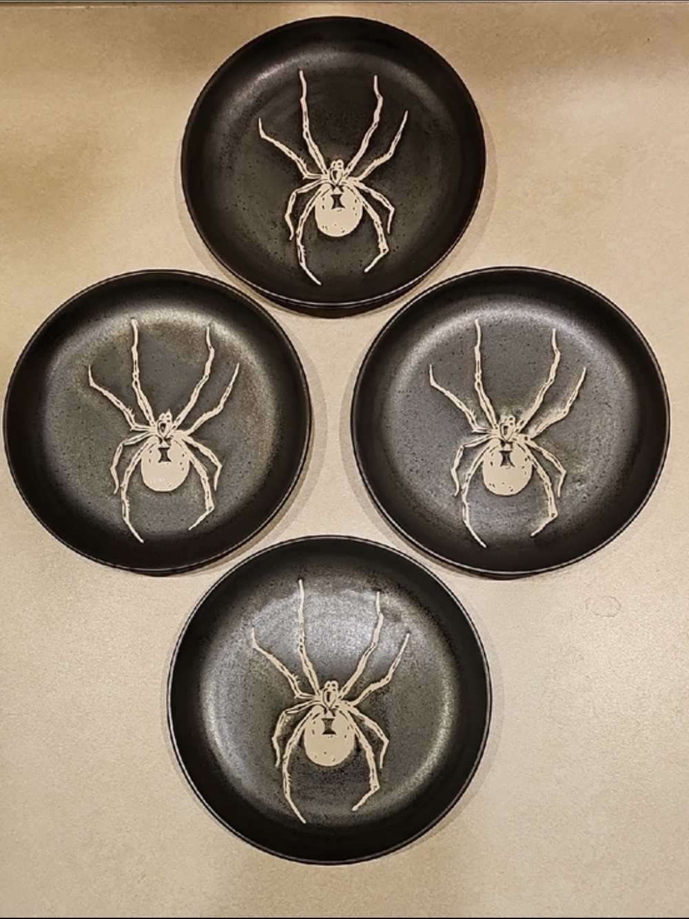 Threshold Set of 4 Black Widow Spider Appetizer Plates